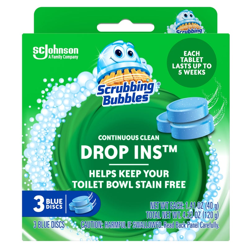 Scrubbing Bubbles Toilet Tablets, Continuous Clean Toilet Drop Ins, Helps Keep Toilet Stain Free and Helps Prevent Limescale Buildup, 3 Count, Pack Of 1 - Image 1